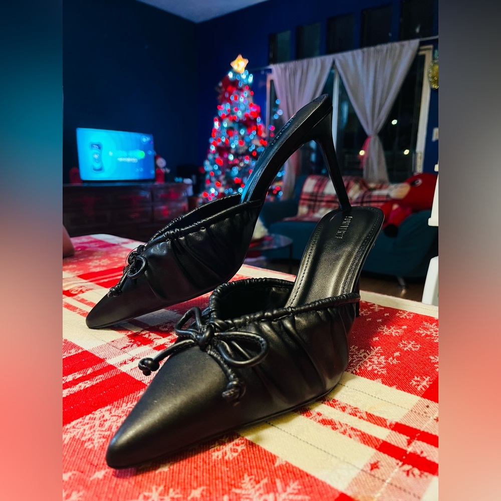 Forever 21 Black Pointed Heels with Bow Accent